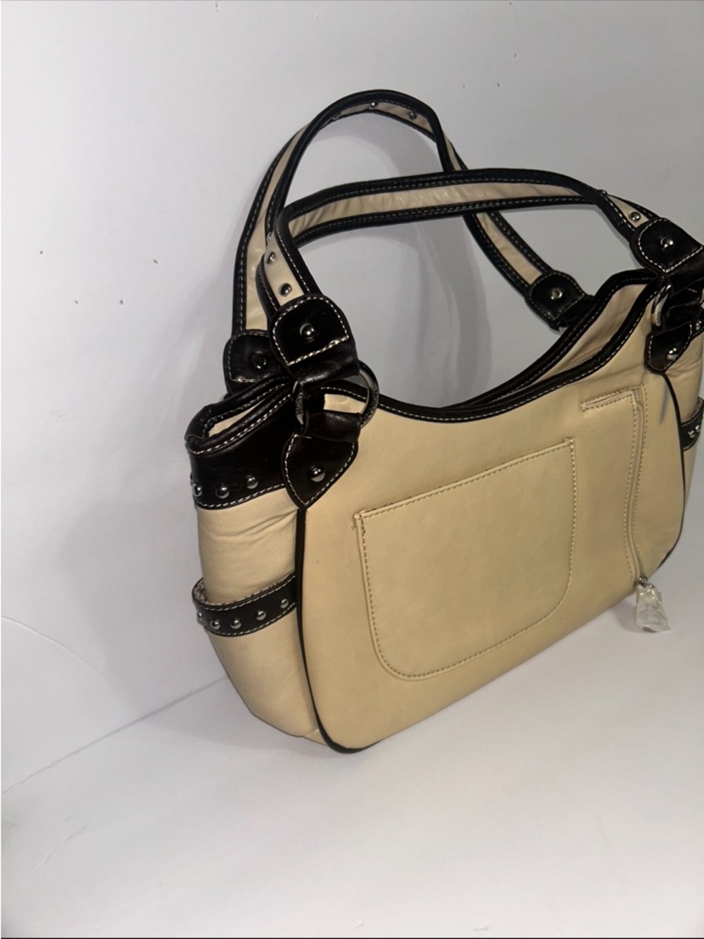 Montana West Leather Western Conceal & Carry Cream & Black Shoulder Bag - Picture 3 of 4